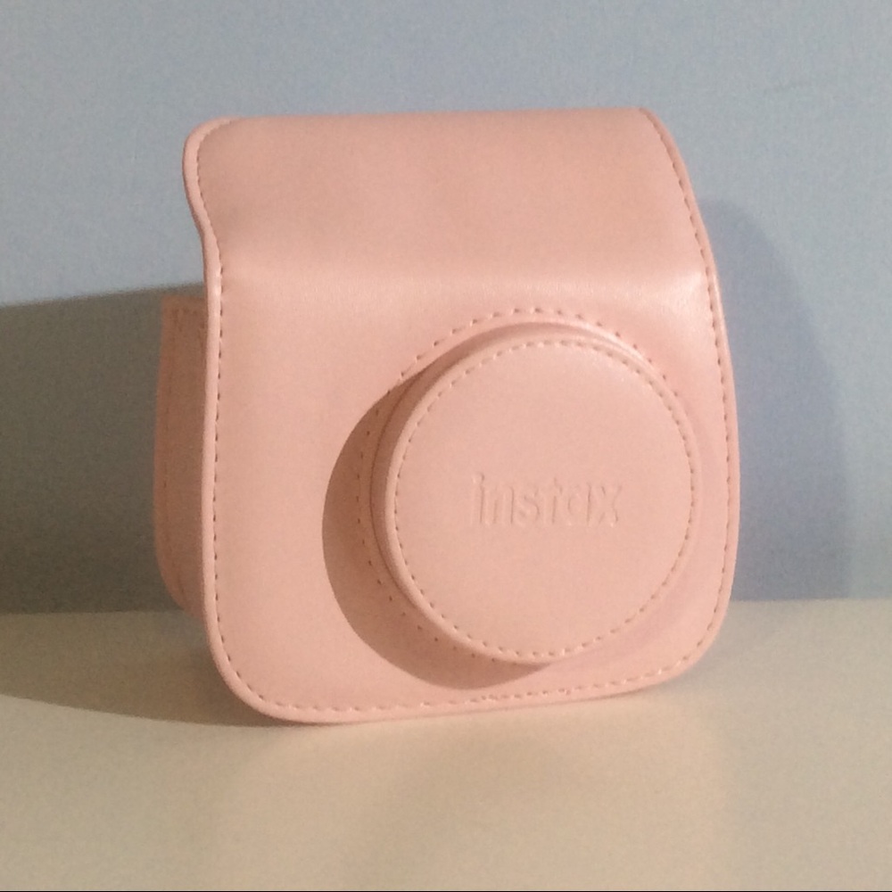 InstaX Pink Camera Case Long Crossbody Strap Snap Closure Structured Hard Bag